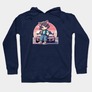 JDM Car - Neko girl - Cat Racer girl Hoodie